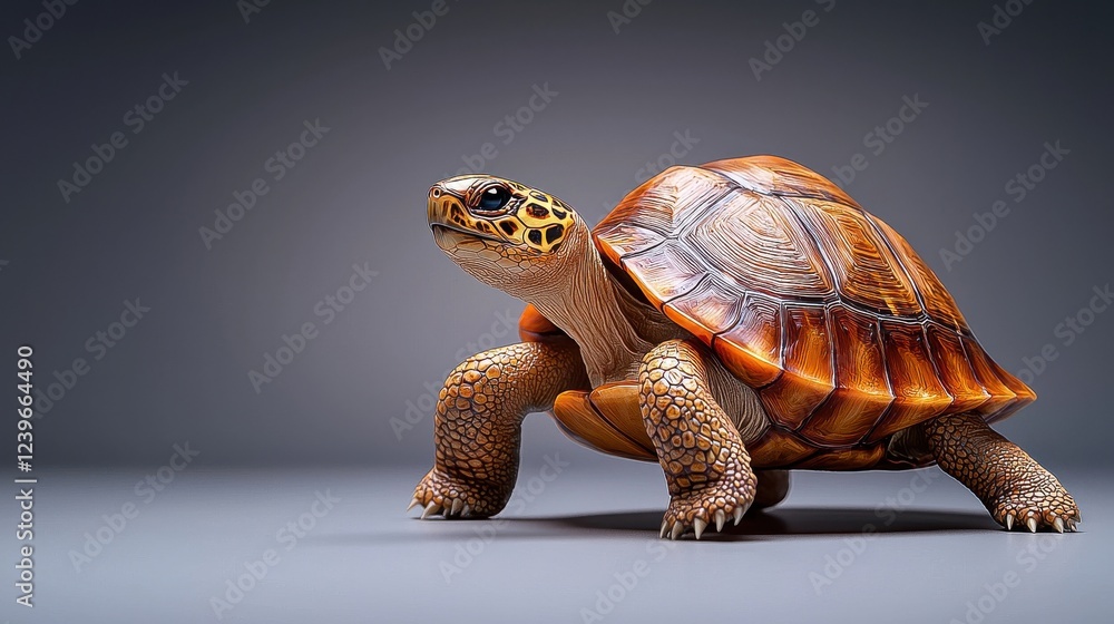 Obraz premium Slow and Steady 3D Turtle Render Animation Loop Cartoon Style Turtle Animations for Videos Social Media Advertising