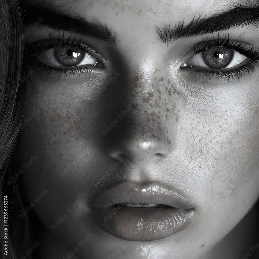 A woman with a puffy nose and dark eyes A woman with a puffy nose and dark eyes