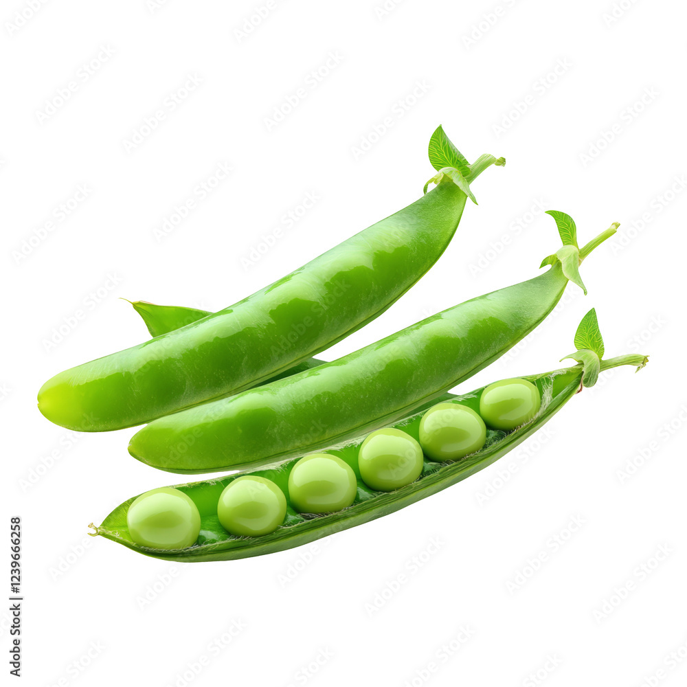 Fresh green peas in a pod isolated on a transparent background Fresh green peas in a pod isolated on a transparent background