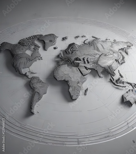 abstract world map with concentric circle lines,  circles, geography,  design