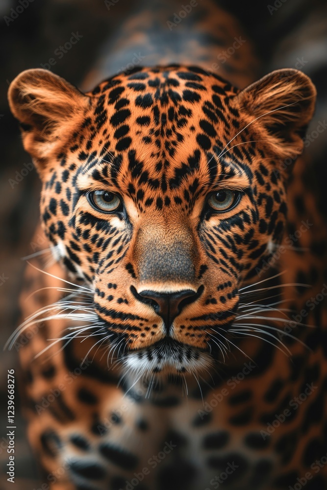 Obraz premium A close-up of a young leopard's face, expressing curiosity or alertness.