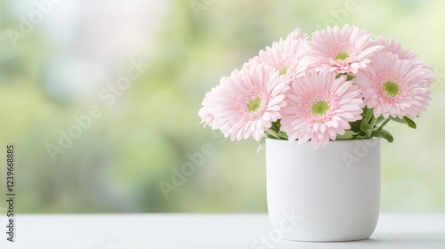 Wallpaper Mural Pink gerbera daisies in pot, spring background, home decor Torontodigital.ca