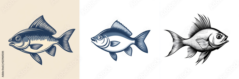 Fototapeta premium Sleek Minimalist Fish Outline Illustration