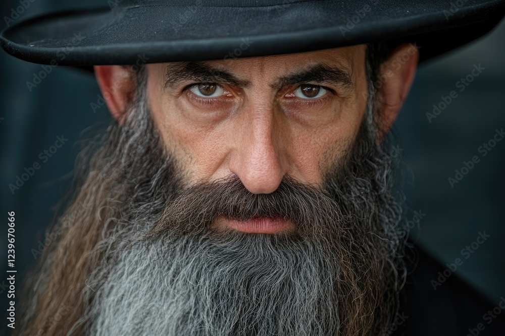 A man with a black hat and long hair is staring at the camera. The man's expression is serious and he is angry A man with a black hat and long hair is staring at the camera. The man's expression is serious and he is angry