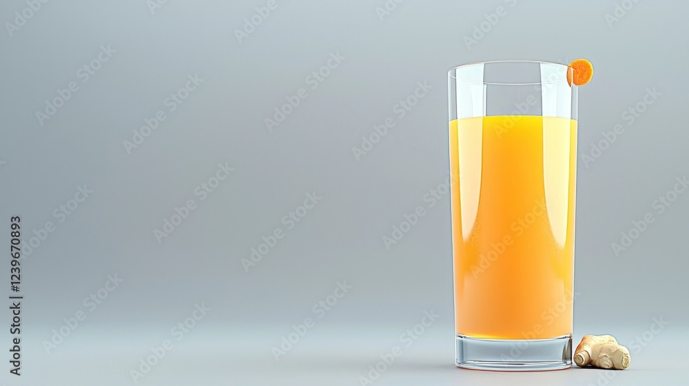Glass of Orange Juice on Gray Background Glass of Orange Juice on Gray Background