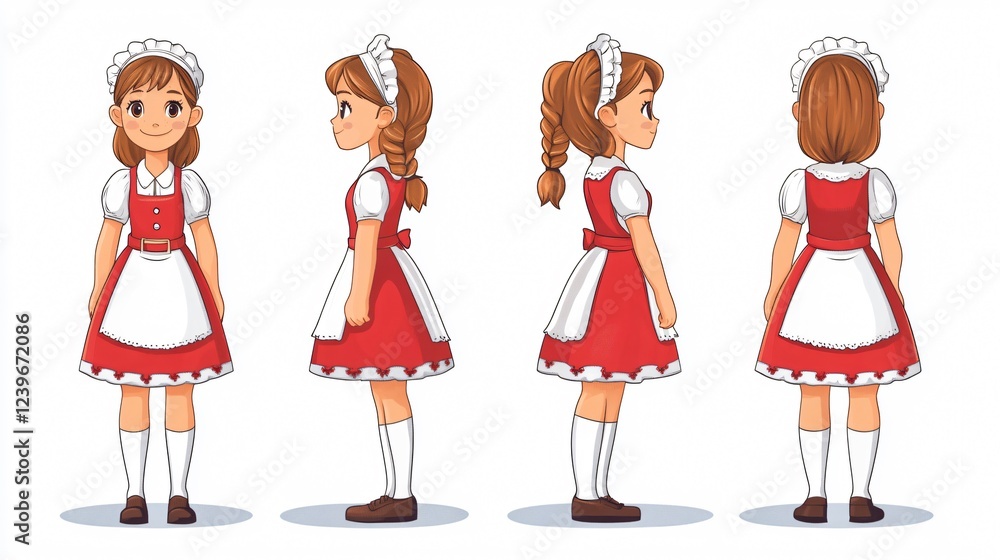 Charming Polish Maiden Mascot Vector in Flat Vector Design Charming Polish Maiden Mascot Vector in Flat Vector Design