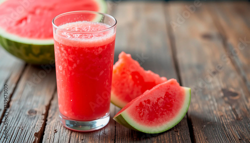 Refreshing Watermelon Juice with Slices photo