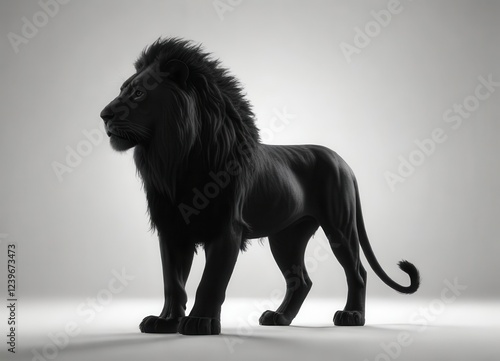 Black silhouette of a lion on white background,  Africa,  animals, wildlife animal photo