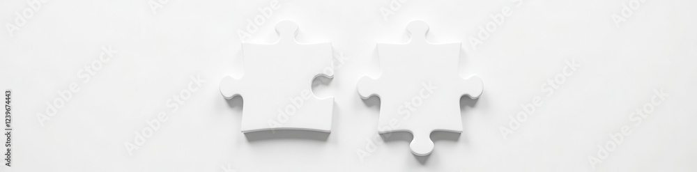 Two blank white jigsaw puzzle pieces on white , jigsaw puzzle, simple, concept Two blank white jigsaw puzzle pieces on white , jigsaw puzzle, simple, concept