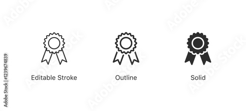 award icon symbol, premium quality icon sign - medal, prize, badge, ribbon. web vector icon | editable stroke, outline, solid in flat style