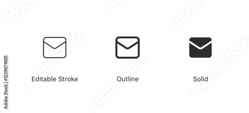envelope icon, email message icon - Mail icon button sign, notification new message icons buttons | editable stroke, outline, filled or solid icons