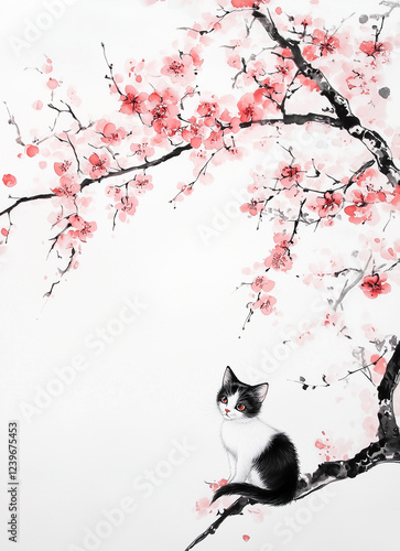 桜の木の下の猫