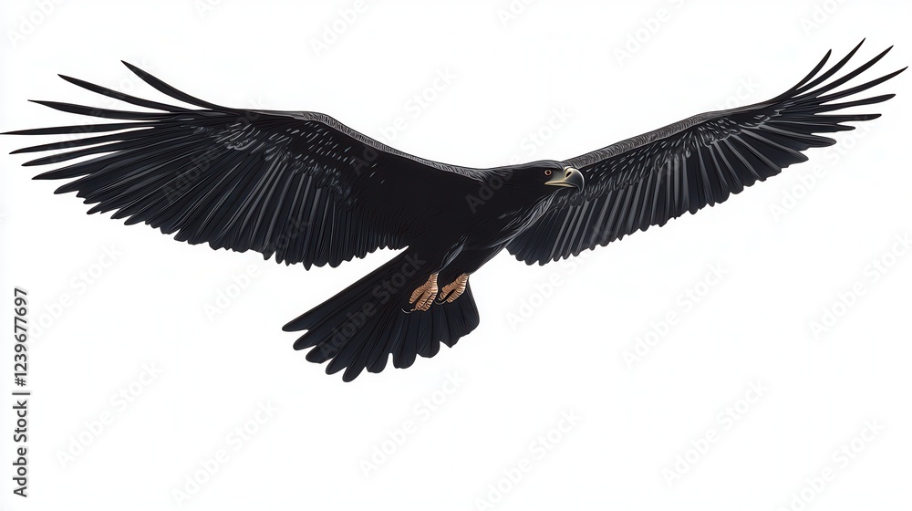 Obraz premium Black Eagle in Flight, Wings Spread Wide