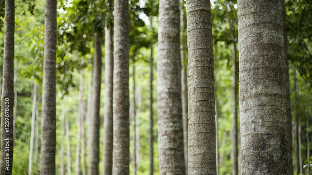 Tranquil Forest Scene with Tall Trees in Natural Green Environment Tranquil Forest Scene with Tall Trees in Natural Green Environment