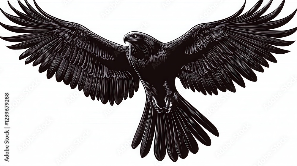 Obraz premium Black Hawk in Flight: A Detailed Illustration