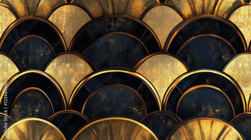 Abstract Gold and Black Art Deco Scallop Pattern Abstract Gold and Black Art Deco Scallop Pattern