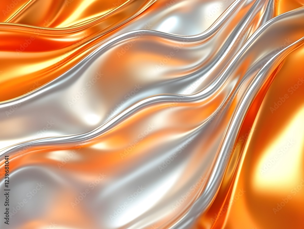 Obraz premium Abstract Silver and Orange Draped Fabric
