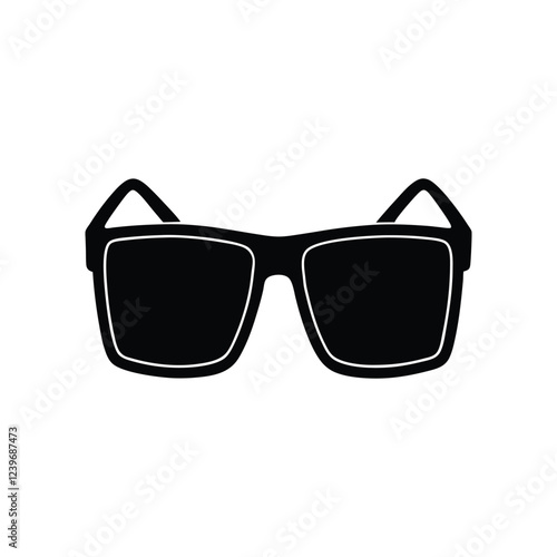 Classic black sunglasses silhouette vector featuring stylish frame ideal for fashion design summer vacation branding and travel graphics
