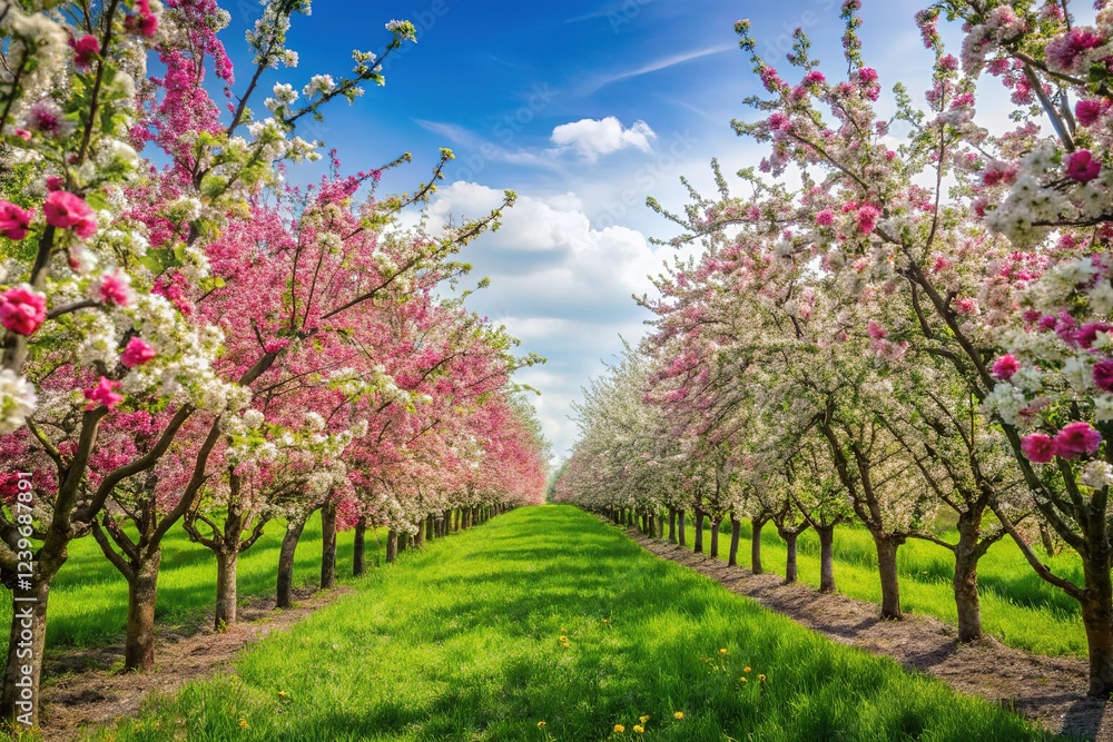 Blooming Modern Apple Orchard Blooming Modern Apple Orchard