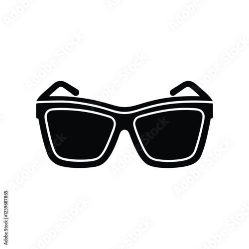 Sunglasses silhouette vector icon, black eyewear illustration, trendy fashion accessory graphic
