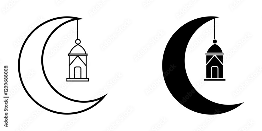 Fototapeta premium Islamic lantern simple icon on white background