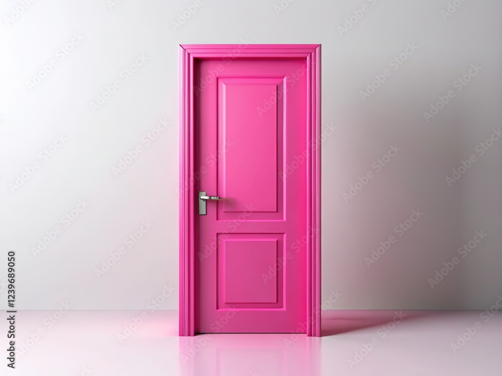 Closed Pink Door Minimal Concept Creative Monochrome 3D Render Closed Pink Door Minimal Concept Creative Monochrome 3D Render