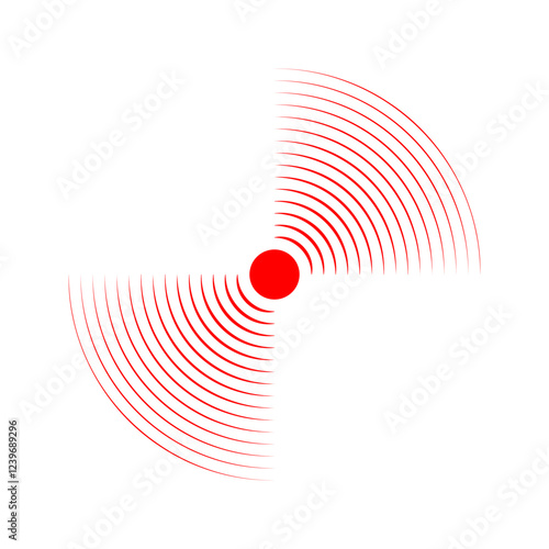 Pain localization icon. Ache, sore or inflammation symbol. Pulse, vibration or radiation sign. Shockwave, radar signal or sonar wave pictogram isolated on white background. Vector illustration.