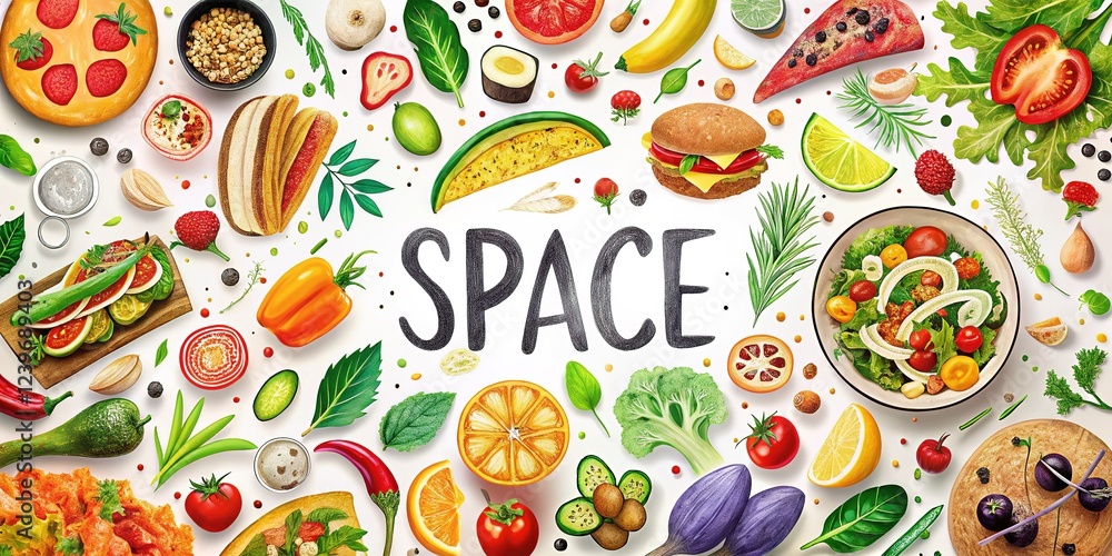 Collage Food Drawing Art Pattern Abstract Collage Food Drawing Art Pattern Abstract