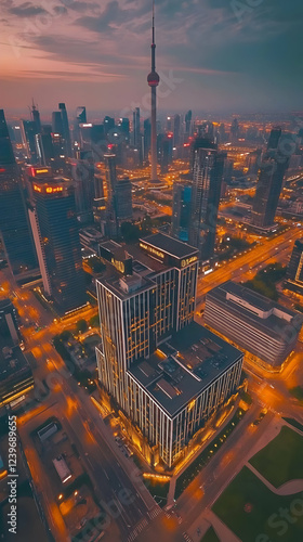 Illuminated Cityscape at Du...