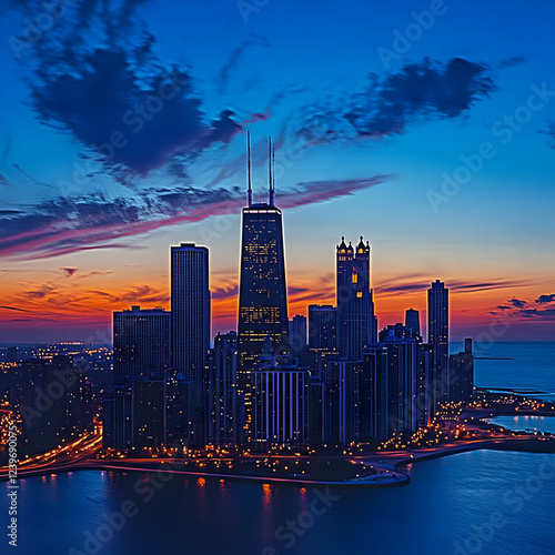 Cityscape at Dusk: Towers I...