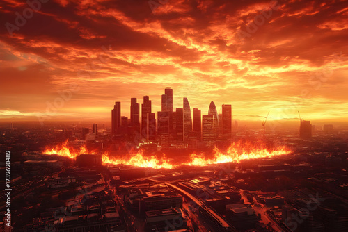 Fiery Cityscape Illustratio...