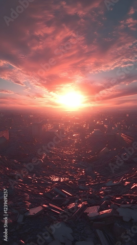 Destroyed Cityscape Under a...