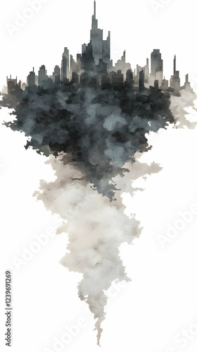 Abstract Cityscape Watercol...