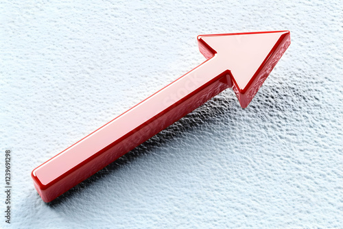 3D Red Arrow Points Upward ...