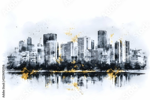 Abstract cityscape painting...