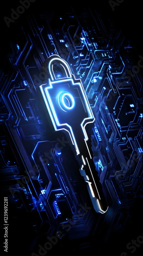Glowing Key-Shaped Padlock ...