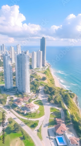 Coastal Cityscape with High...