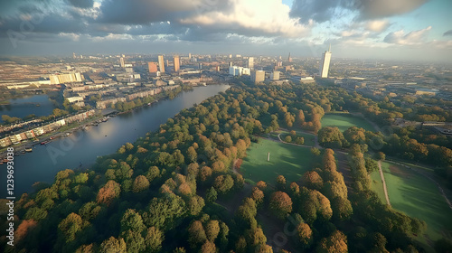 Aerial View Shows Cityscape...