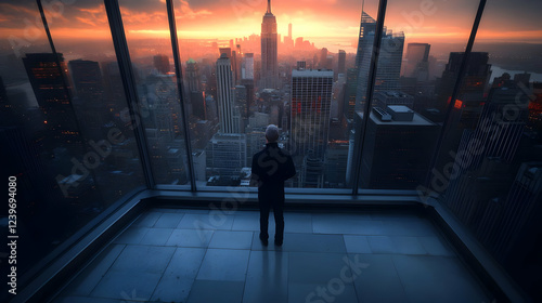 Man Stands in Modern High-R...