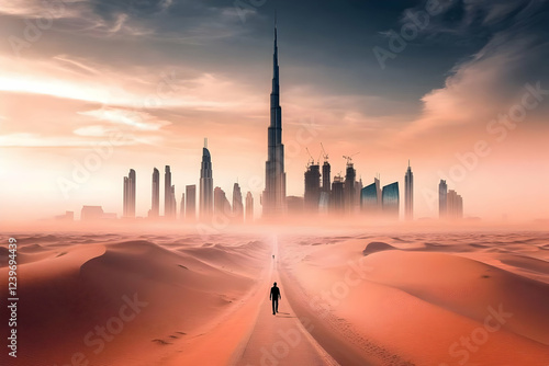 Lone Figure Walks Towards F...