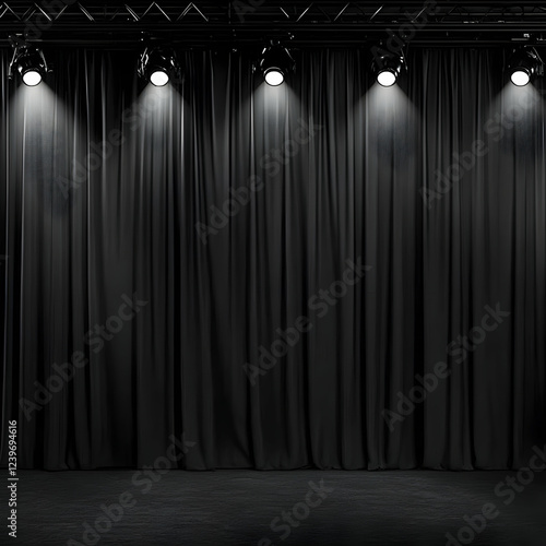 Black Stage Curtain with Sp...