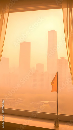 Hazy Cityscape Viewed Throu...