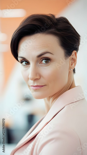 Confident Woman Looks Back ...