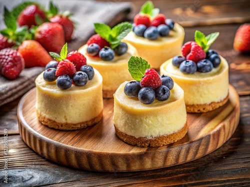 Wallpaper Mural Four Delicious Mini Cheesecakes, Dessert Platter, Sweet Treats, Bakery, Food Photography Torontodigital.ca