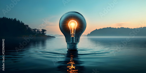 Glowing Light Bulb Floating...