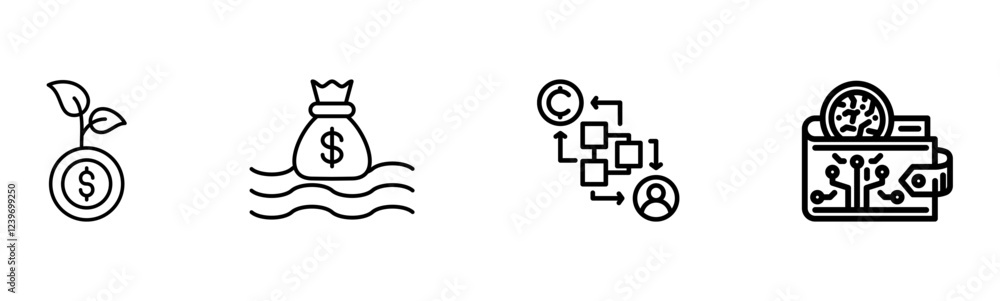 Fund Flow Crowdfunding & DeFi Icon Set Fund Flow Crowdfunding & DeFi Icon Set