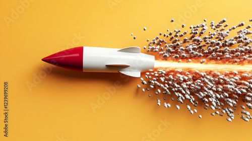 Red and White Rocket Launch...