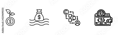 Fund Flow Crowdfunding & DeFi Icon Set