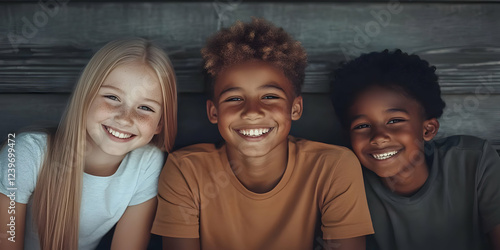 Three Joyful Children Smile...