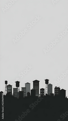 Silhouetted cityscape displ...